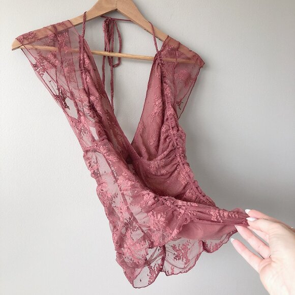 Free People top XL Lacey in love cami top tshirt New with tags! Lace tee - Picture 3 of 11